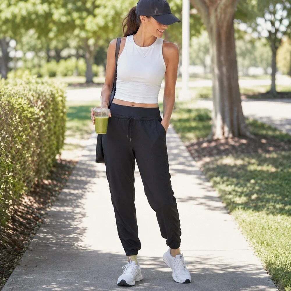 Athleta Attitude Jogger Pants Size 0 Petite Black Ruched Travel Athletic Barre